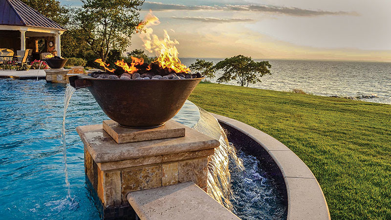 NPT fire and water features outdoor living Pool Life Greenville SC