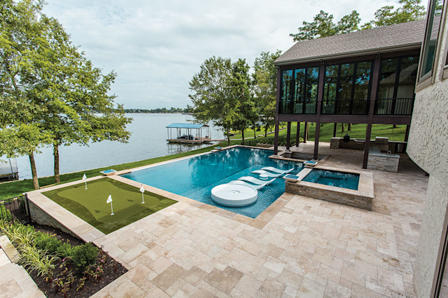 Ivory stone coping — Pool Life Greenville SC