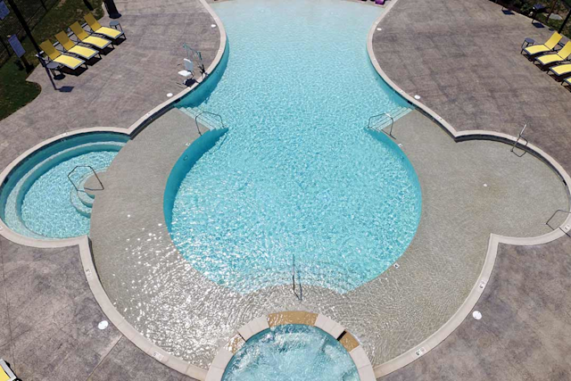 Travertine coping pool deck — Pool Life Greenville SC